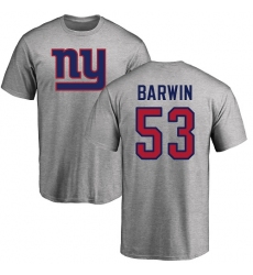 NFL Nike New York Giants #53 Connor Barwin Ash Name & Number Logo T-Shirt
