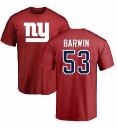 NFL Nike New York Giants #53 Connor Barwin Red Name & Number Logo T-Shirt