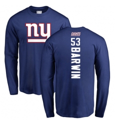 NFL Nike New York Giants #53 Connor Barwin Royal Blue Backer Long Sleeve T-Shirt
