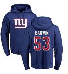 NFL Nike New York Giants #53 Connor Barwin Royal Blue Name & Number Logo Pullover Hoodie