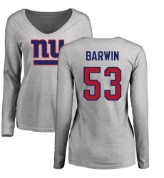 NFL Women's Nike New York Giants #53 Connor Barwin Ash Name & Number Logo Long Sleeve T-Shirt