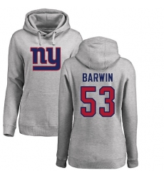 NFL Women's Nike New York Giants #53 Connor Barwin Ash Name & Number Logo Pullover Hoodie