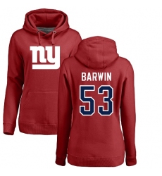 NFL Women's Nike New York Giants #53 Connor Barwin Red Name & Number Logo Pullover Hoodie