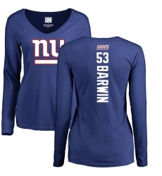 NFL Women's Nike New York Giants #53 Connor Barwin Royal Blue Backer Long Sleeve T-Shirt