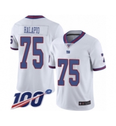 Men's New York Giants #75 Jon Halapio Limited White Rush Vapor Untouchable 100th Season Football Jersey