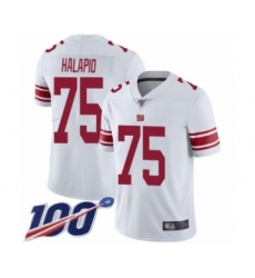 Men's New York Giants #75 Jon Halapio White Vapor Untouchable Limited Player 100th Season Football Jersey