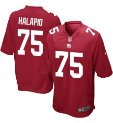 Men's Nike New York Giants #75 Jon Halapio Game Red Alternate NFL Jersey