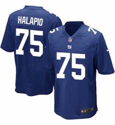 Men's Nike New York Giants #75 Jon Halapio Game Royal Blue Team Color NFL Jersey