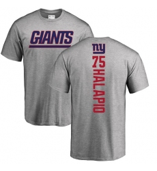NFL Nike New York Giants #75 Jon Halapio Ash Backer T-Shirt