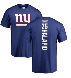 NFL Nike New York Giants #75 Jon Halapio Royal Blue Backer T-Shirt