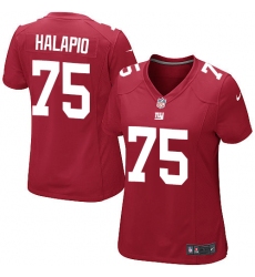 Women's Nike New York Giants #75 Jon Halapio Game Red Alternate NFL Jersey