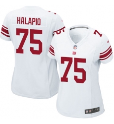 Women's Nike New York Giants #75 Jon Halapio Game White NFL Jersey