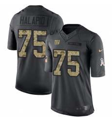 Youth Nike New York Giants #75 Jon Halapio Limited Black 2016 Salute to Service NFL Jersey