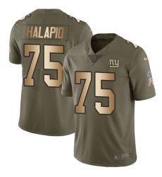 Youth Nike New York Giants #75 Jon Halapio Limited Olive Gold 2017 Salute to Service NFL Jersey