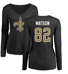 NFL Women's Nike New Orleans Saints #82 Benjamin Watson Black Name & Number Logo Slim Fit Long Sleeve T-Shirt