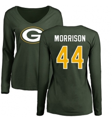 NFL Women's Nike Green Bay Packers #44 Antonio Morrison Green Name & Number Logo Long Sleeve T-Shirt