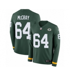 Men's Nike Green Bay Packers #64 Justin McCray Limited Green Therma Long Sleeve NFL Jersey