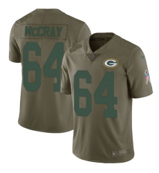 Men's Nike Green Bay Packers #64 Justin McCray Limited Olive 2017 Salute to Service NFL Jersey