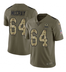 Men's Nike Green Bay Packers #64 Justin McCray Limited Olive Camo 2017 Salute to Service NFL Jersey