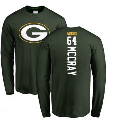 NFL Nike Green Bay Packers #64 Justin McCray Green Backer Long Sleeve T-Shirt