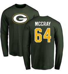 NFL Nike Green Bay Packers #64 Justin McCray Green Name & Number Logo Long Sleeve T-Shirt