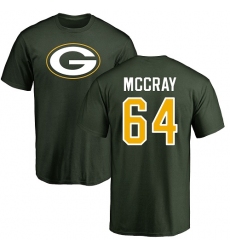 NFL Nike Green Bay Packers #64 Justin McCray Green Name & Number Logo T-Shirt