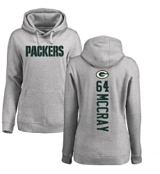 NFL Women's Nike Green Bay Packers #64 Justin McCray Ash Backer Hoodie