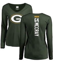 NFL Women's Nike Green Bay Packers #64 Justin McCray Green Backer Long Sleeve T-Shirt