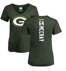 NFL Women's Nike Green Bay Packers #64 Justin McCray Green Backer T-Shirt