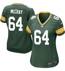 Women's Nike Green Bay Packers #64 Justin McCray Game Green Team Color NFL Jersey