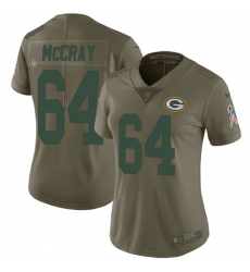 Women's Nike Green Bay Packers #64 Justin McCray Limited Olive 2017 Salute to Service NFL Jersey