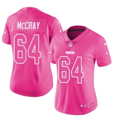 Women's Nike Green Bay Packers #64 Justin McCray Limited Pink Rush Fashion NFL Jersey