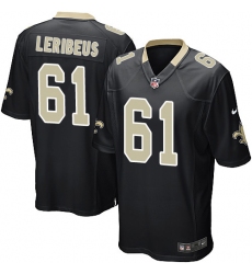 Men's Nike New Orleans Saints #61 Josh LeRibeus Game Black Team Color NFL Jersey