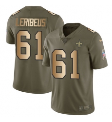 Men's Nike New Orleans Saints #61 Josh LeRibeus Limited Olive Gold 2017 Salute to Service NFL Jersey