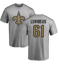NFL Nike New Orleans Saints #61 Josh LeRibeus Ash Name & Number Logo T-Shirt