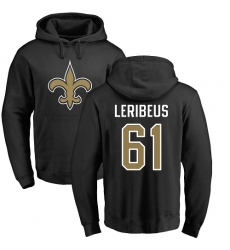 NFL Nike New Orleans Saints #61 Josh LeRibeus Black Name & Number Logo Pullover Hoodie