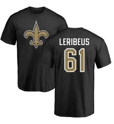 NFL Nike New Orleans Saints #61 Josh LeRibeus Black Name & Number Logo T-Shirt