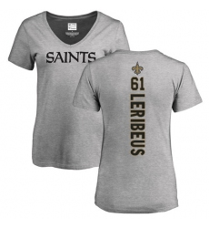 NFL Women's Nike New Orleans Saints #61 Josh LeRibeus Ash Backer V-Neck T-Shirt