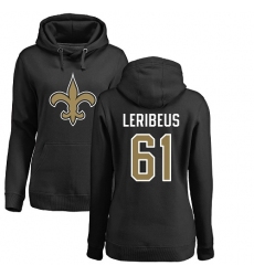 NFL Women's Nike New Orleans Saints #61 Josh LeRibeus Black Name & Number Logo Pullover Hoodie