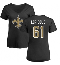 NFL Women's Nike New Orleans Saints #61 Josh LeRibeus Black Name & Number Logo Slim Fit T-Shirt