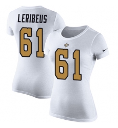 NFL Women's Nike New Orleans Saints #61 Josh LeRibeus White Rush Pride Name & Number T-Shirt