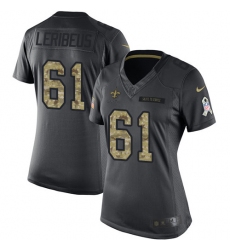 Women's Nike New Orleans Saints #61 Josh LeRibeus Limited Black 2016 Salute to Service NFL Jersey