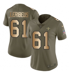Women's Nike New Orleans Saints #61 Josh LeRibeus Limited Olive Gold 2017 Salute to Service NFL Jersey