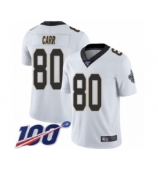 Men's New Orleans Saints #80 Austin Carr White Vapor Untouchable Limited Player 100th Season Football Jersey