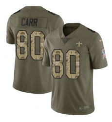Men's Nike New Orleans Saints #80 Austin Carr Limited Olive Camo 2017 Salute to Service NFL Jersey