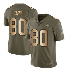 Men's Nike New Orleans Saints #80 Austin Carr Limited Olive Gold 2017 Salute to Service NFL Jersey