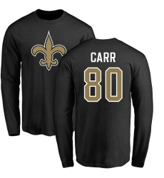 NFL Nike New Orleans Saints #80 Austin Carr Black Name & Number Logo Long Sleeve T-Shirt