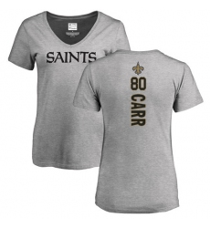 NFL Women's Nike New Orleans Saints #80 Austin Carr Ash Backer V-Neck T-Shirt