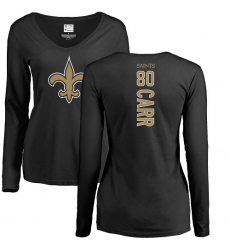 NFL Women's Nike New Orleans Saints #80 Austin Carr Black Backer Slim Fit Long Sleeve T-Shirt
