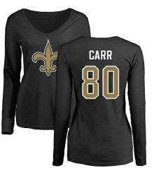 NFL Women's Nike New Orleans Saints #80 Austin Carr Black Name & Number Logo Slim Fit Long Sleeve T-Shirt